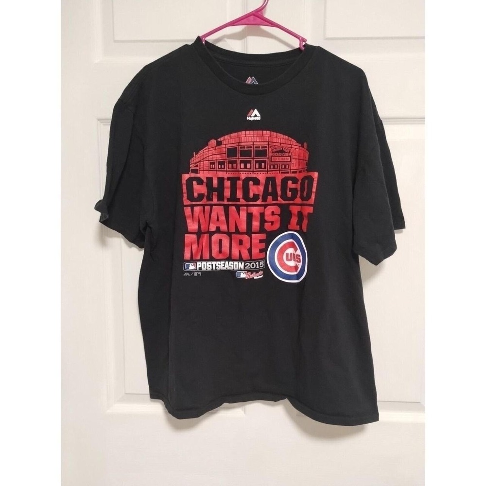 Chicago Wants It More Baseball Cubs Size XL Tshirt Majestic Shirt Sleeve 2015